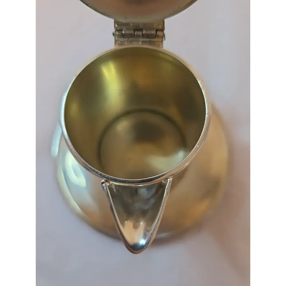 Antique Wallace Silver Plate M616 Creamer Attached Plate Hinged Lid